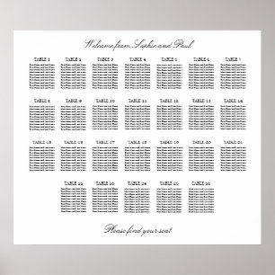 26 Tisch Eleganter Minimalistischer Sitzplan Poster
