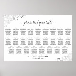 26 Tischdecke Hochzeitskarte Silber Frills Weiß Poster
