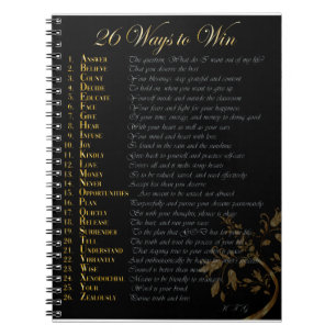 26 Wege zu gewinnen Journal Black & Gold Rose Notizblock