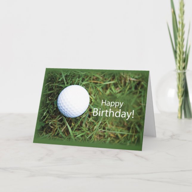 2728 Golf Ball in Grass Geburtstag Karte (Vorderseite)