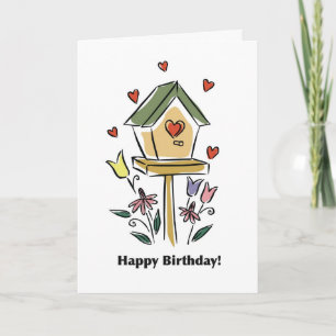 2734 Herz Birdhouse Geburtstag Karte