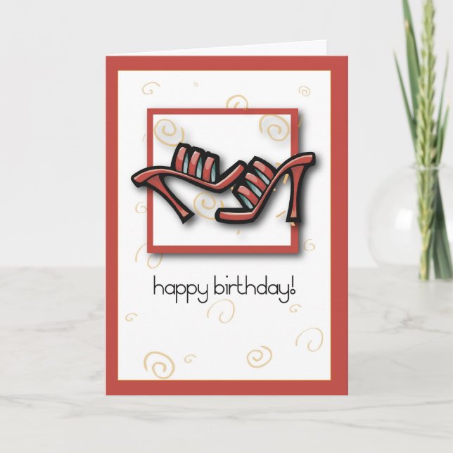 2744 Rote Schuhe Geburtstag Karte (Vorderseite)