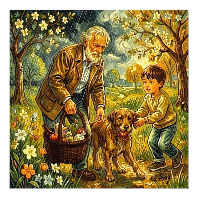 27.03" x 27.03 Grandpa Rainy Day Fotodruck (Vorne)