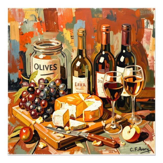 27.03" x 27.03" Olives Wine Cheese Fotodruck (Vorne)