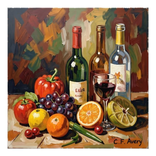 27.03" x 27.03" Still Life Wine Fruit  Fotodruck (Vorne)