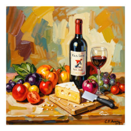 27,03" x 27,03" Wein Frucht Käse Fotodruck