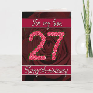 27. Anniversary card with roses and leaves Karte