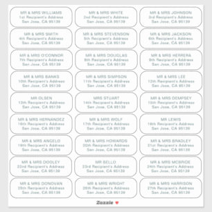 27 Empfänger einfache Hochzeitsgäste adressieren L Aufkleber