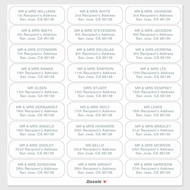 27 Empfänger einfache Hochzeitsgäste adressieren L Aufkleber (Blatt)