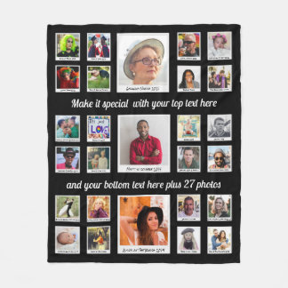 27 FotoCollage mit Text benutzerdefiniert Fleecedecke