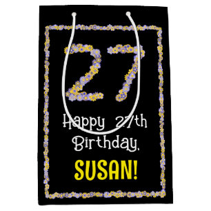 27. Geburtstag: Blumennummer, Individuelle Name, B Mittlere Geschenktüte