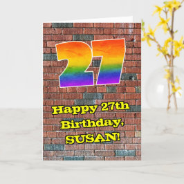 27. Geburtstag: Fun Graffiti-Inspiriert Regenbogen Karte