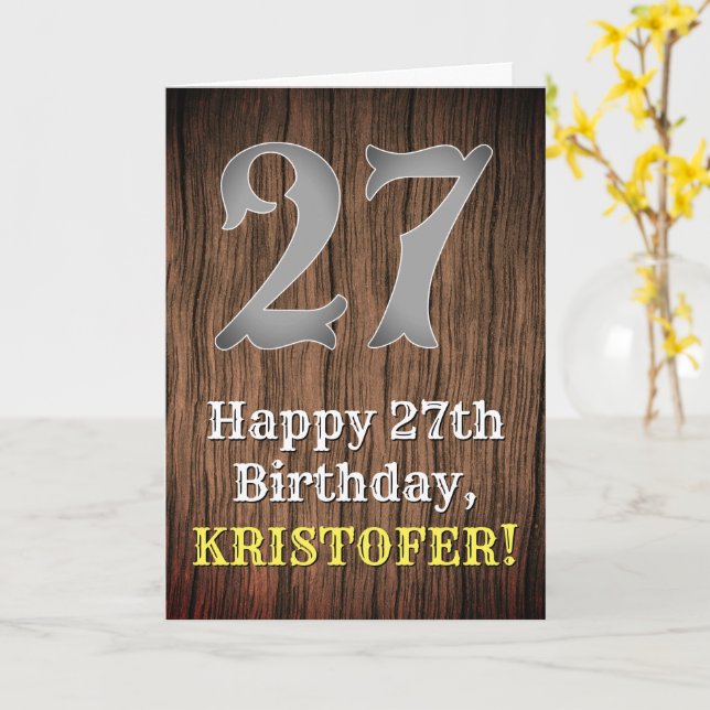 27. Geburtstag: Inspirierter Country Western Look, Karte (Gelbe Blume)