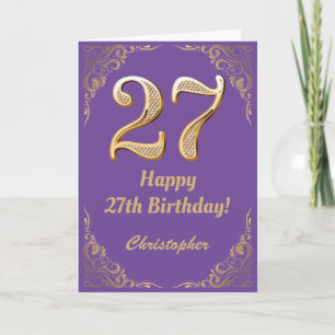 27. Geburtstag Lila und Gold Glitzer Frame Karte