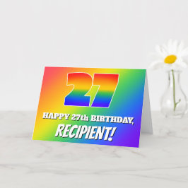 27. Geburtstag: mehrfarbiges Regenbogenmuster # 27 Karte