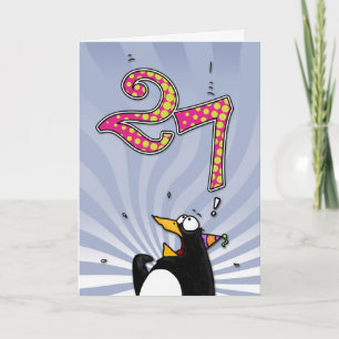 27.geburtstag - Pinguin-Überraschungs-Karte Karte