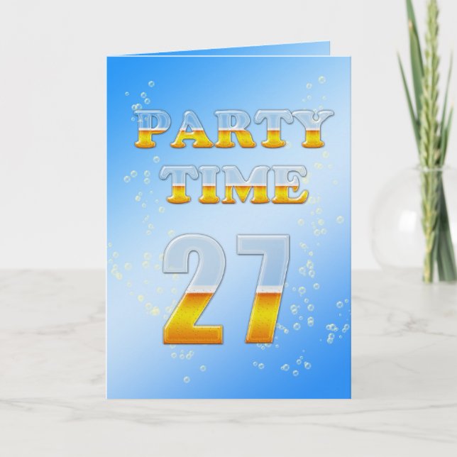 27. Geburtstagsfeier mit viel Bier Einladung (Vorderseite)