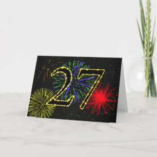 27. Geburtstagskarte mit Feuerwerk Karte
