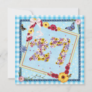 27. Geburtstagsparty Einladung Blume, Schmetterlin