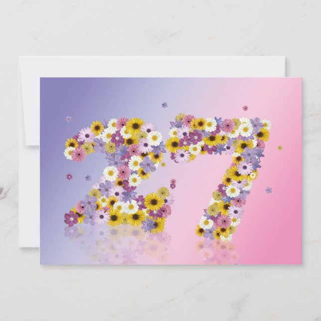 27. Geburtstagsparty mit Blumenbriefen Einladung (Vorderseite)