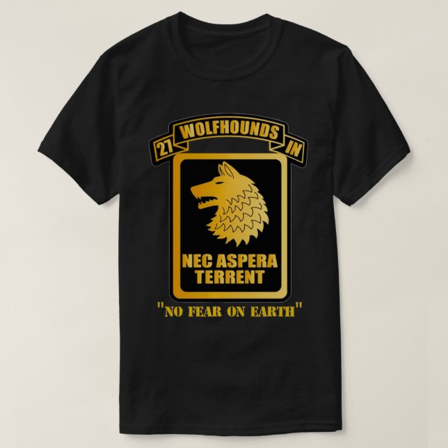 27. Infanterie Regiment Wolfhounds Nec Aspera Terr T-Shirt (Design vorne)