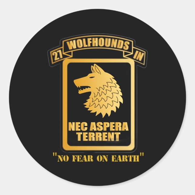 27. Infanterie Regit Wolfhounds Nec Aspera Terrent Runder Aufkleber (Vorderseite)