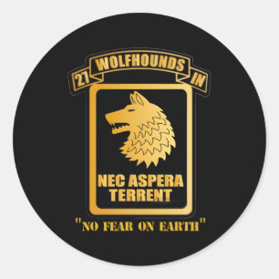 27. Infanterie Regit Wolfhounds Nec Aspera Terrent Runder Aufkleber