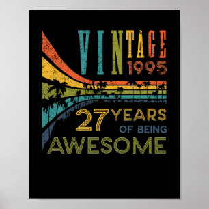 27 Jahre alt Geburtstag Vintag 1995 27. Geburtstag Poster