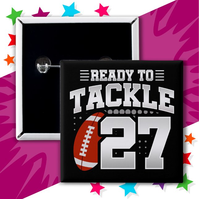 27 Jahre altes Tackle Football Party 27. Geburtsta Button (Von Creator hochgeladen)