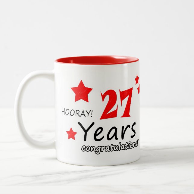 27. Jahrestag, 27. Jahrestag der Hochzeit Zweifarbige Tasse (Links)