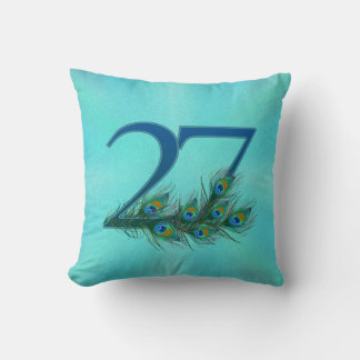 27 Pfauenfeder Geburtstag Jubiläum Elegant Kissen
