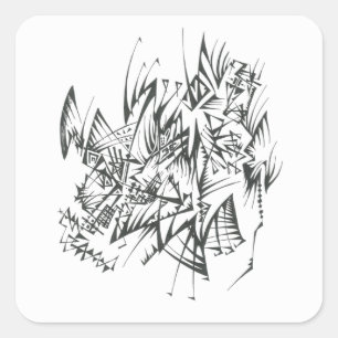 27 Schwarz-Weiß-Abstrakt-Tribal-Tattoo-Kunst Quadratischer Aufkleber
