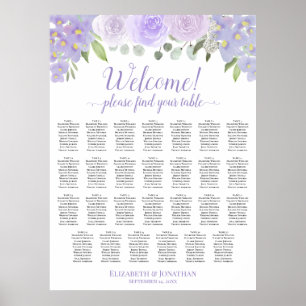 27 Tisch Lavendel Blumen Hochzeit Sitzordnung Poster