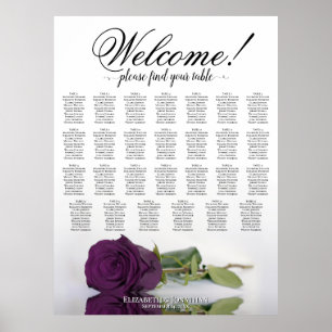 27 Tische Hochzeits-Sitzordnung Pflaume Lila Rose Poster