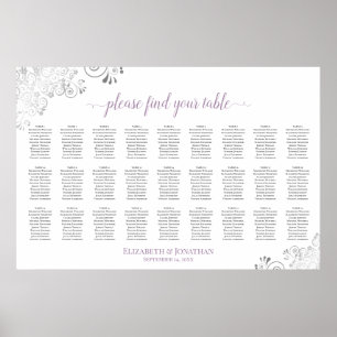 27 Tische Sitzordnung Hochzeit Weiß Lavendel Poster