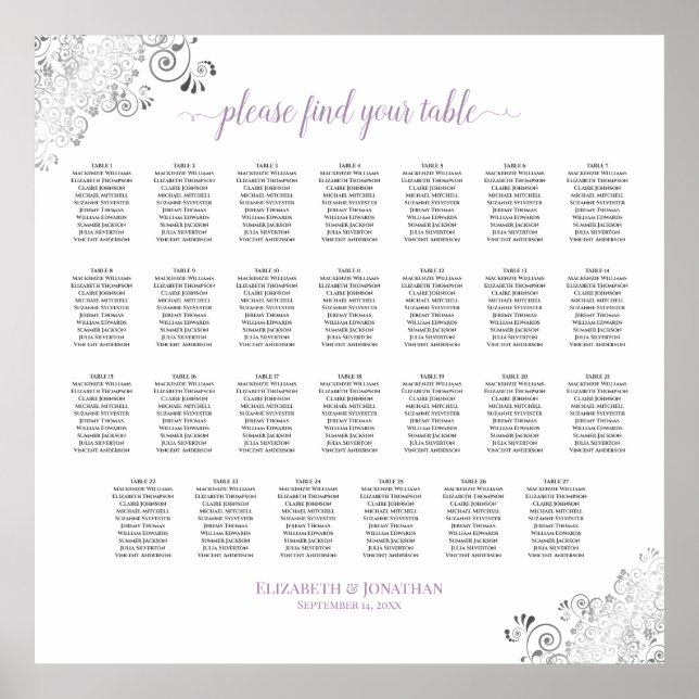 27 Tischlacy Seating Chart White Lavendel Poster (Vorne)
