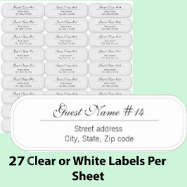 27 Wedding Guest Custom Clear or White Address Aufkleber