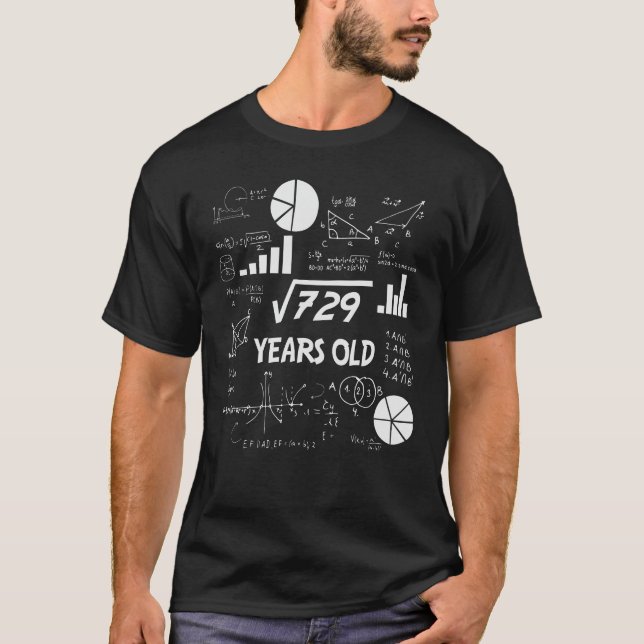 27th Birthday Square Root Math 27 Years Old Bday T-Shirt (Vorderseite)
