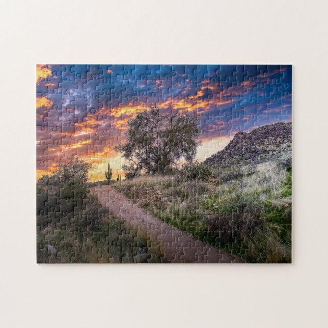 2815-Wüste Landschaft mit Saguaro bei Sonnenunterg Puzzle (Horizontal)
