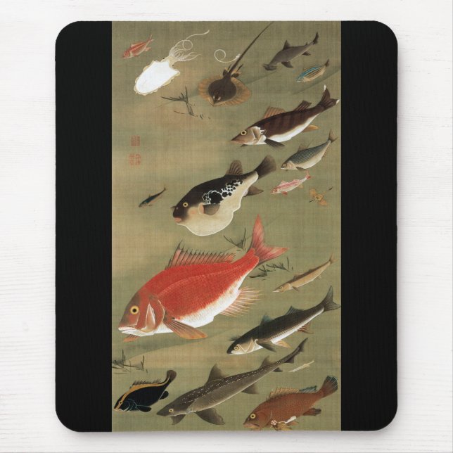 28. 群 図, 若 冲 verschiedenen Fischen, Jakuchū, Japan Mousepad (Vorne)