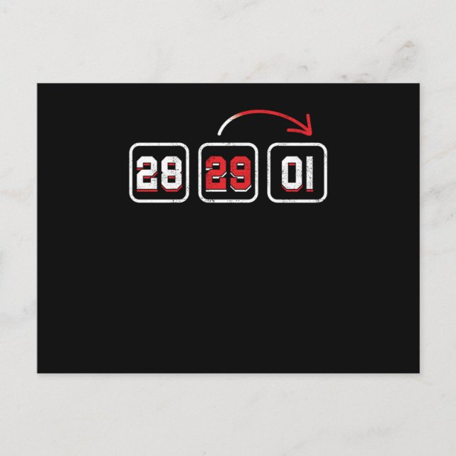 28 29 01 Countdown 29 Februar Geschenk Postkarte (Vorderseite)