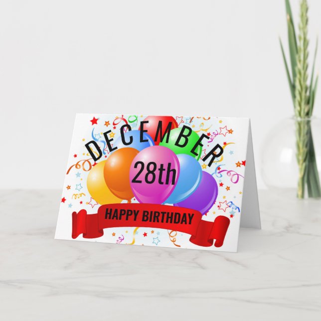 28. Dezember Geburtstag Karte (Vorderseite)
