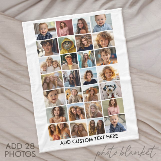28 Foto-Collage - Benutzerdefinierter Text - Schwa Fleecedecke (Custom Fleece Blanket with Photo Collage for Family and Friends)