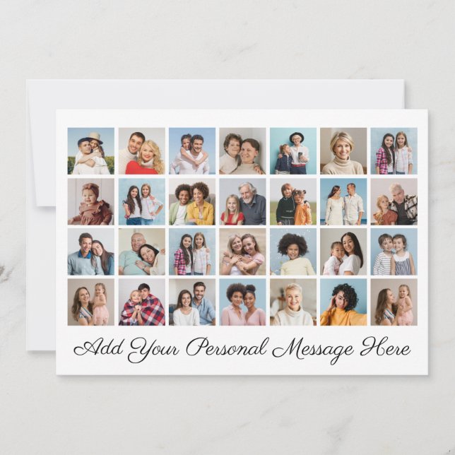 28 Foto Collage Fügen Sie Ihren eigenen Gruß hinzu Einladung (Vorderseite)