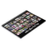 28 Foto Collage Grid - 1 Textfeld - Schwarz-weiß