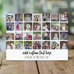 28 Foto Collage Grid - 2 Textfelder - Schwarz-weiß Postkarte<br><div class="desc">Verwenden Sie 28 SQUARE-Fotos, um eine persönliche Foto-Collage zu erstellen. Dieses moderne, saubere Layout umfasst zwei Textblöcke - eine in einem modernen Skript und eine in einem serifenlosen Sans-Schriftart, um einen Familiennamen oder ein Jahr oder ein Ereignis hinzuzufügen. Die Hintergrundfarbe kann im Anpassungsbereich geändert werden. ***Beste Ergebnisse für dieses Multi-Foto-Layout...</div>