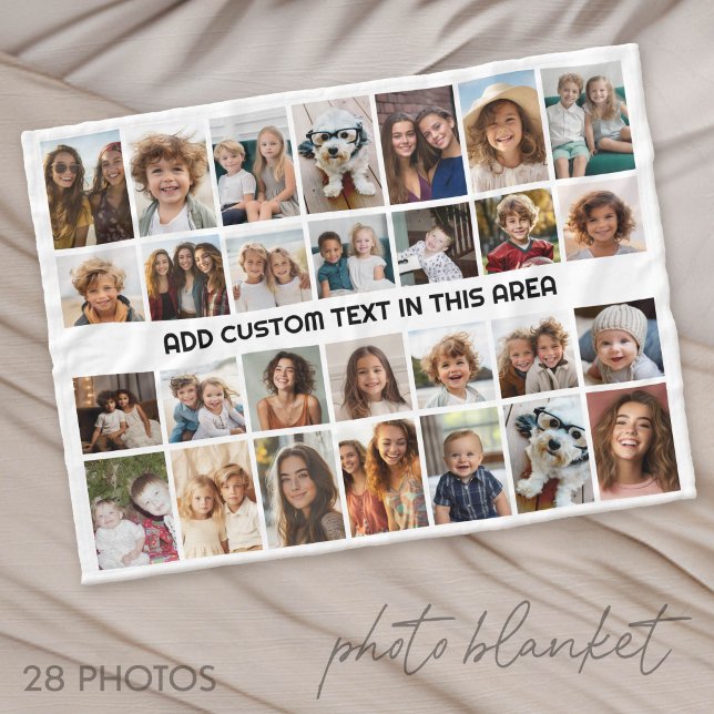 28-Foto-Collage-Raster - 1 Textfeld Fleecedecke (Photo Blanket - Customize with your favorite pictures)