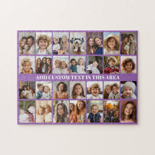 28-Foto-Collage-Raster - 1 Textfeld Lila Puzzle