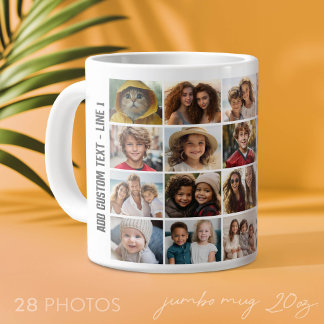 28-Foto-Collage-Raster - Skripttext - schwarz weiß Jumbo-Tasse