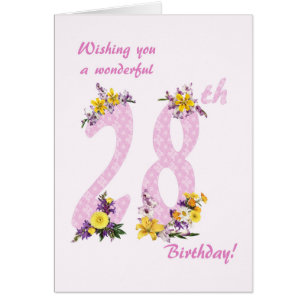 28. Geburtstag Blume Dekorierte Zahlen
